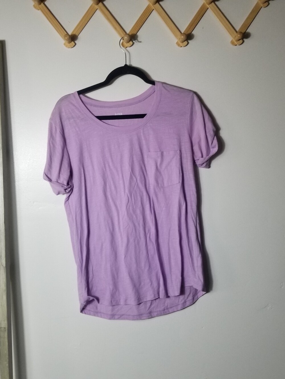 ANA WOMEN'S LIGHT PURPLE POCKET TEE BLOUSE SIZE LARGE